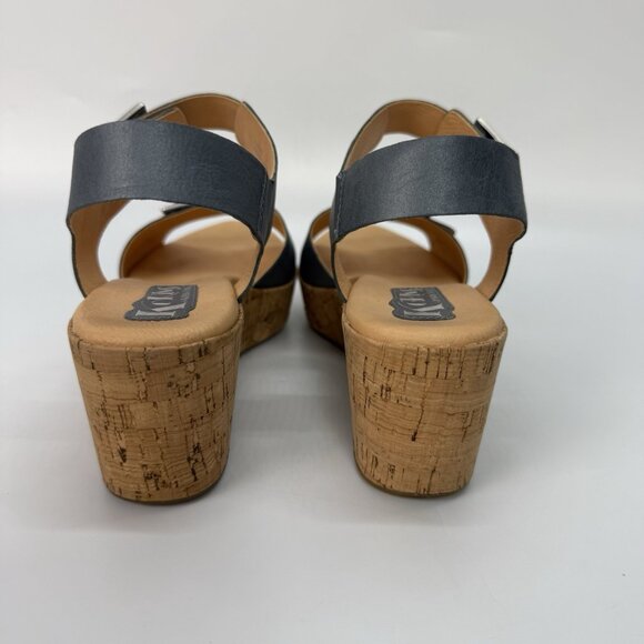 Korks by Kork‑Ease Blue Leather Buckle Wedge Sandals Womens Size 7 Comfort Style - Picture 10 of 15